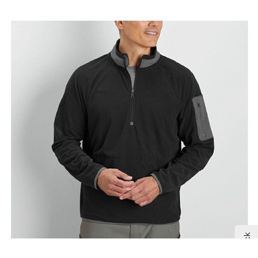 Duluth Trading Co Men Relaxed Fit Microfleece Quarter Zip Pullover Black XXL